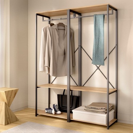 Roupeiro Aberto Trok Carvalho Preto 120cm - fanmuebles