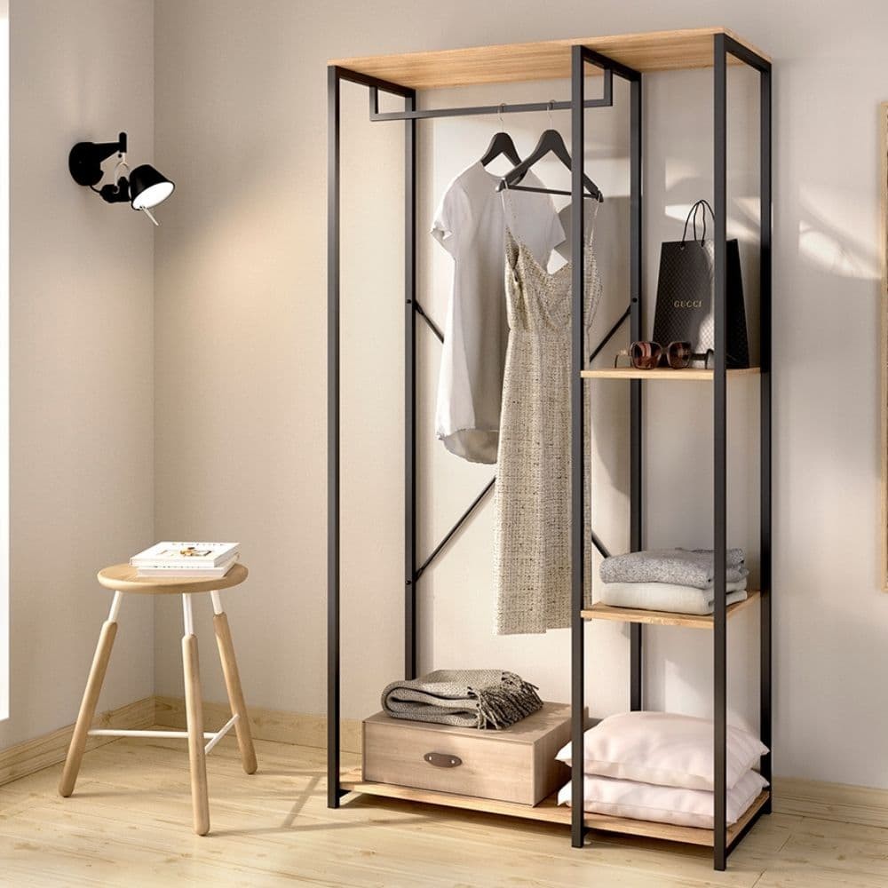 Armadio Aperto Trok 90cm Rovere Nero - fanmuebles