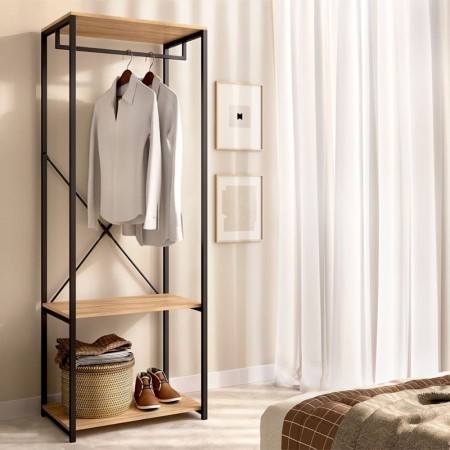 Roupeiro Aberto TROK Carvalho e Preto 60x167 cm - fanmuebles