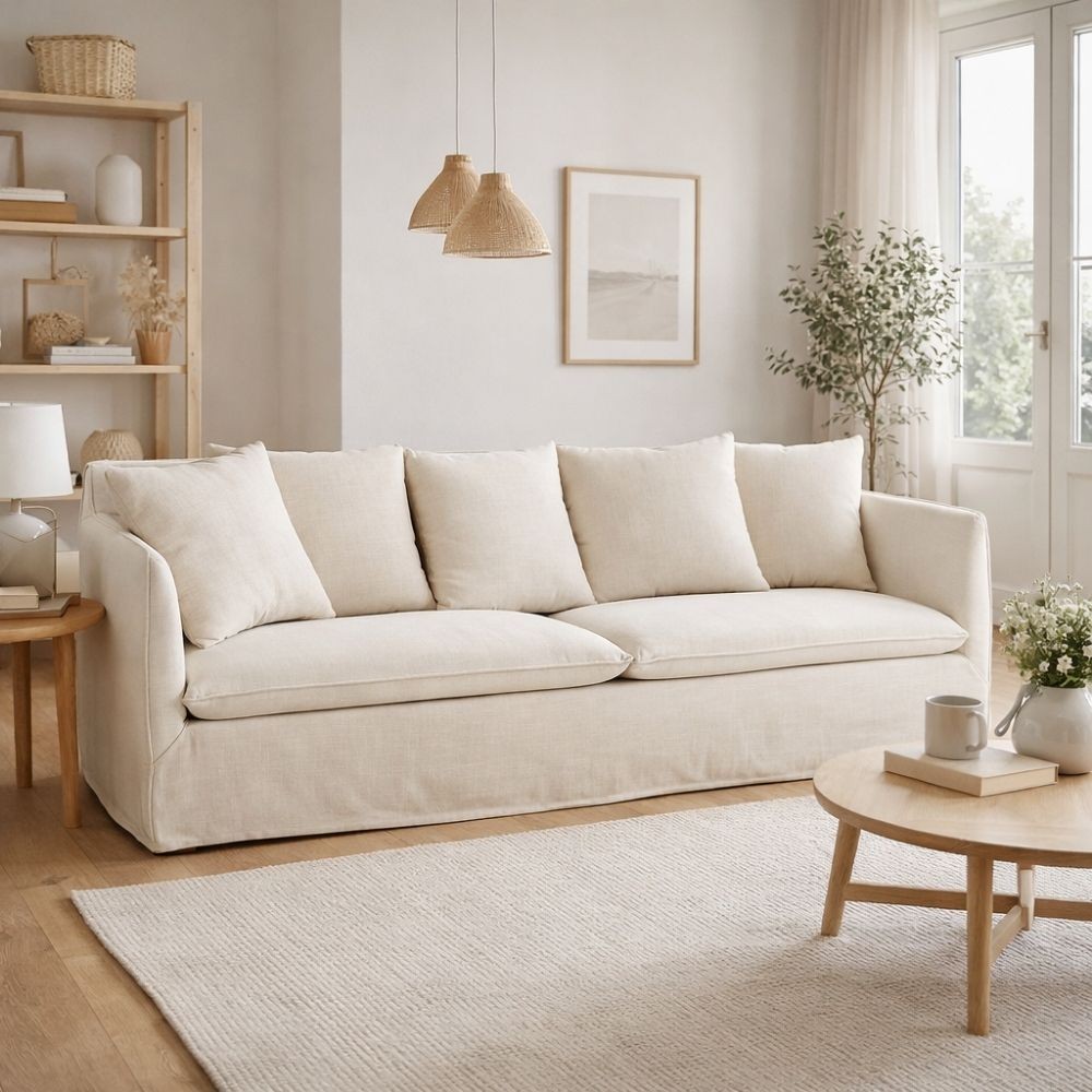 Sofá Beige 212 x 78 x 92 cm