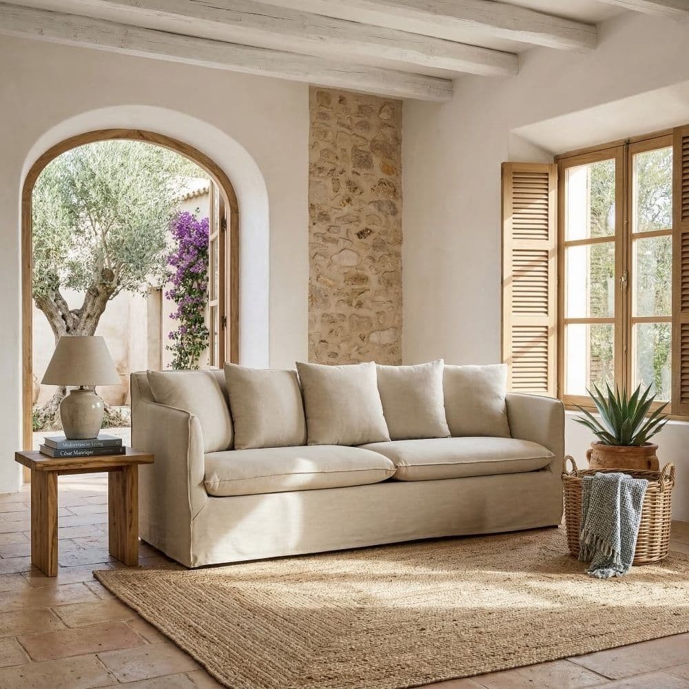 Sofá Taupe 212 x 78 x 92 cm
