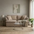 Divano 2 Posti Imbottito Beige Scuro Struttura 4 Gambe Tessuto 181x72x103 cm