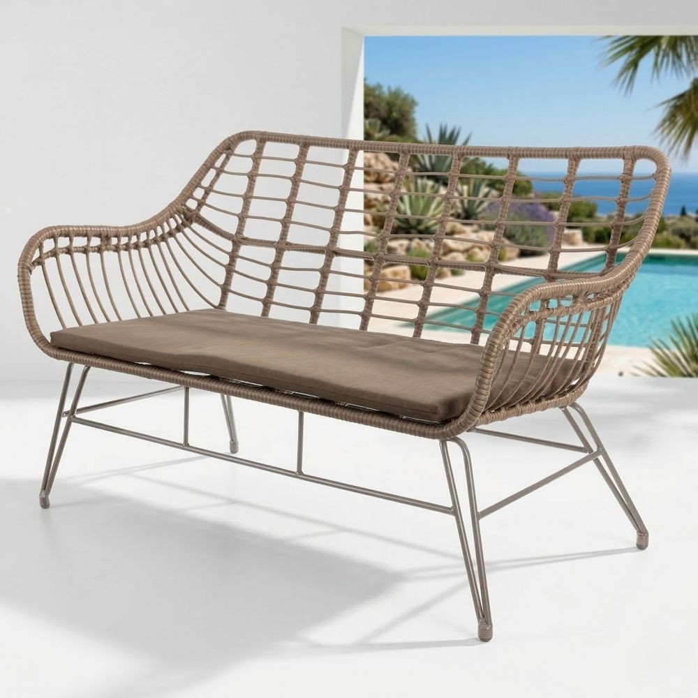 Canapé de Jardin 2 Places Ariki Rotin Graphite