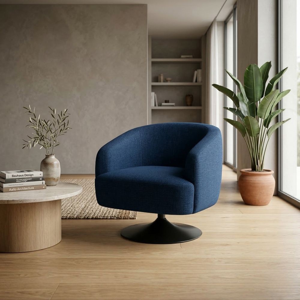 SILLÓN GIRATORIO AZUL TEJIDO-METAL 76 X 80 X 73 CM