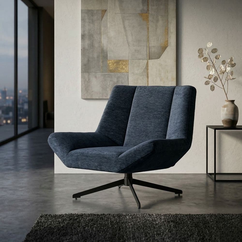 SILLÓN GIRATORIO AZUL TEJIDO-METAL 89 X 86 X 77 CM