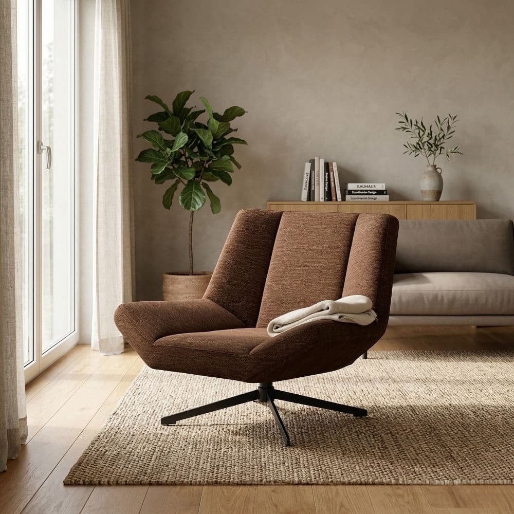 SILLÓN GIRATORIO MARRÓN OSCURO 89 X 86 X 77 CM