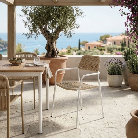 Silla Milos Blanco - Beige 55 x 83.5 x 55 cm