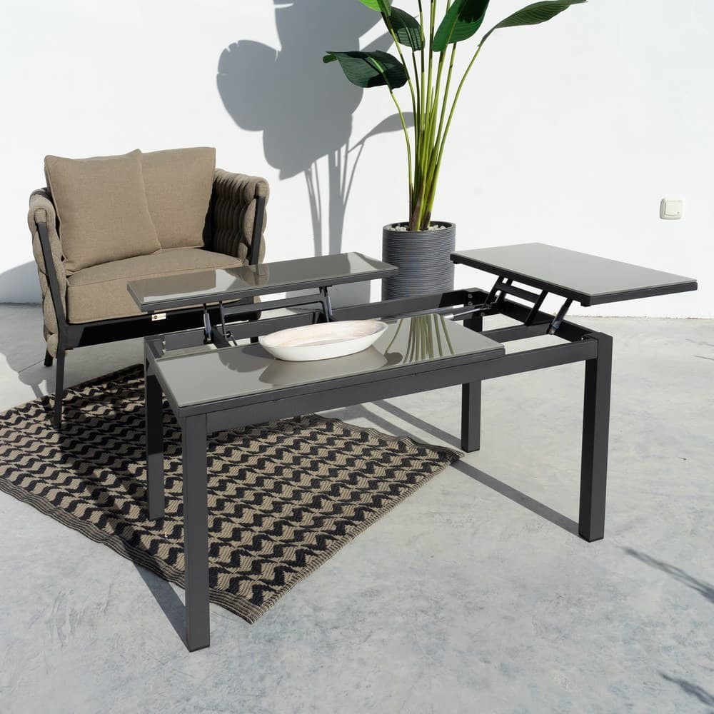 Mesa de Centro Elevatória Jardim Agnes Grafite Taupe