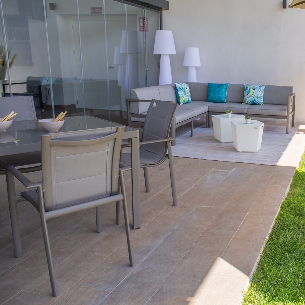 Table Repas Jardin Stella Aluminium Chateau 90x90