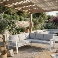 Ecksofa für den Garten - Thais - Weiß 195 x 73,6 x 195 cm