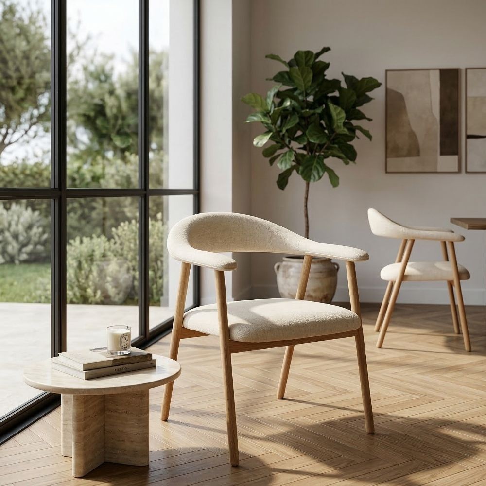 SILLA BRAZOS CREMA TEJIDO-METAL CONTRACT 57 X 54 X 76 CM