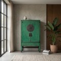 Armoire Verte Vintage - Bois de Pin Recyclé 108 x 175 x 48 cm