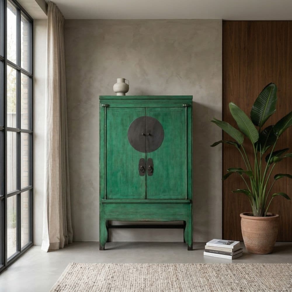 Armário Verde Vintage Pino Reciclado 108x175 cm