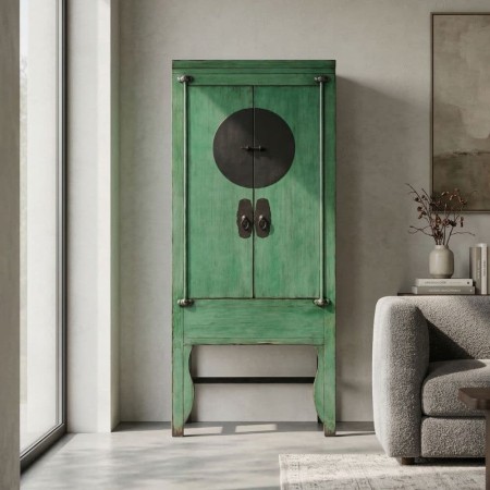Armario Madera Reciclada Verde Vintage Artesanal 83,5x195 cm