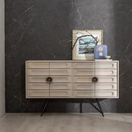 Buffet Boho Bois Manguier Blanc Patiné 152x92 - fanmuebles