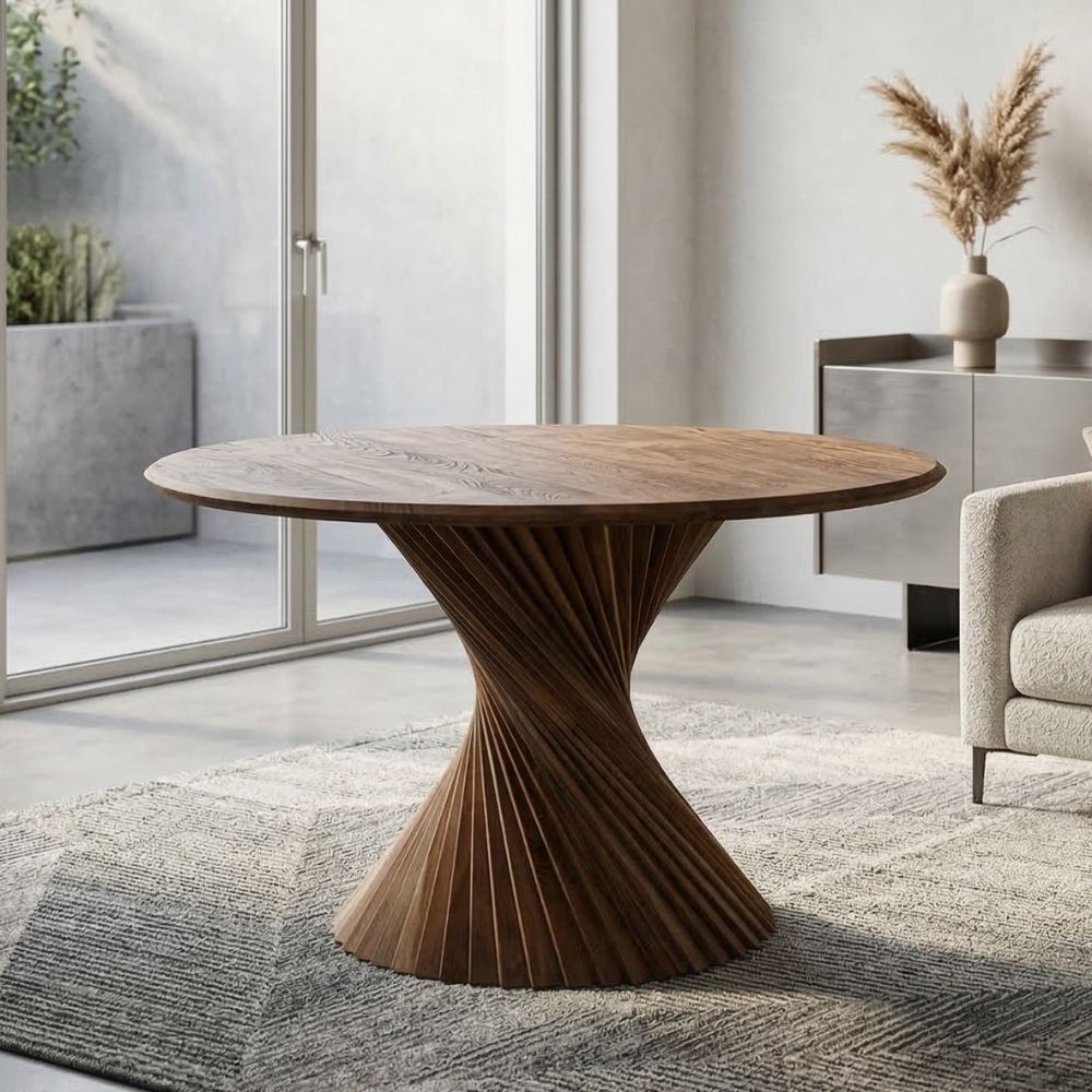 Table à Manger Ronde Bois Acacia 130 cm - fanmuebles