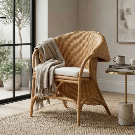 Poltrona Rattan Naturale Stile Boho Chic 65x63x78 cm