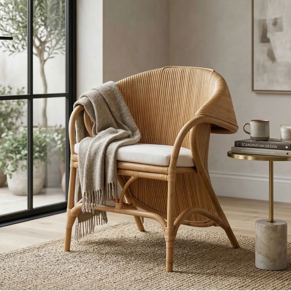 Rattansessel Natur Boho Chic Stil 65x63x78 cm