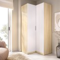 Eckkleiderschrank 2 Drehtüren Emax Weiß und Eiche Hell 96,9 x 203,5 cm