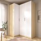 Armadio Angolare 3 Ante Bianco e Rovere Chiaro Emax