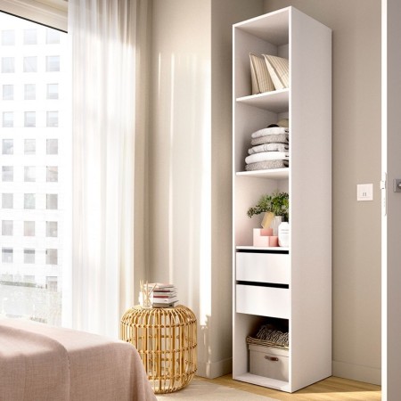 Colonna Guardaroba Suit Bianco e Naturale 45 cm