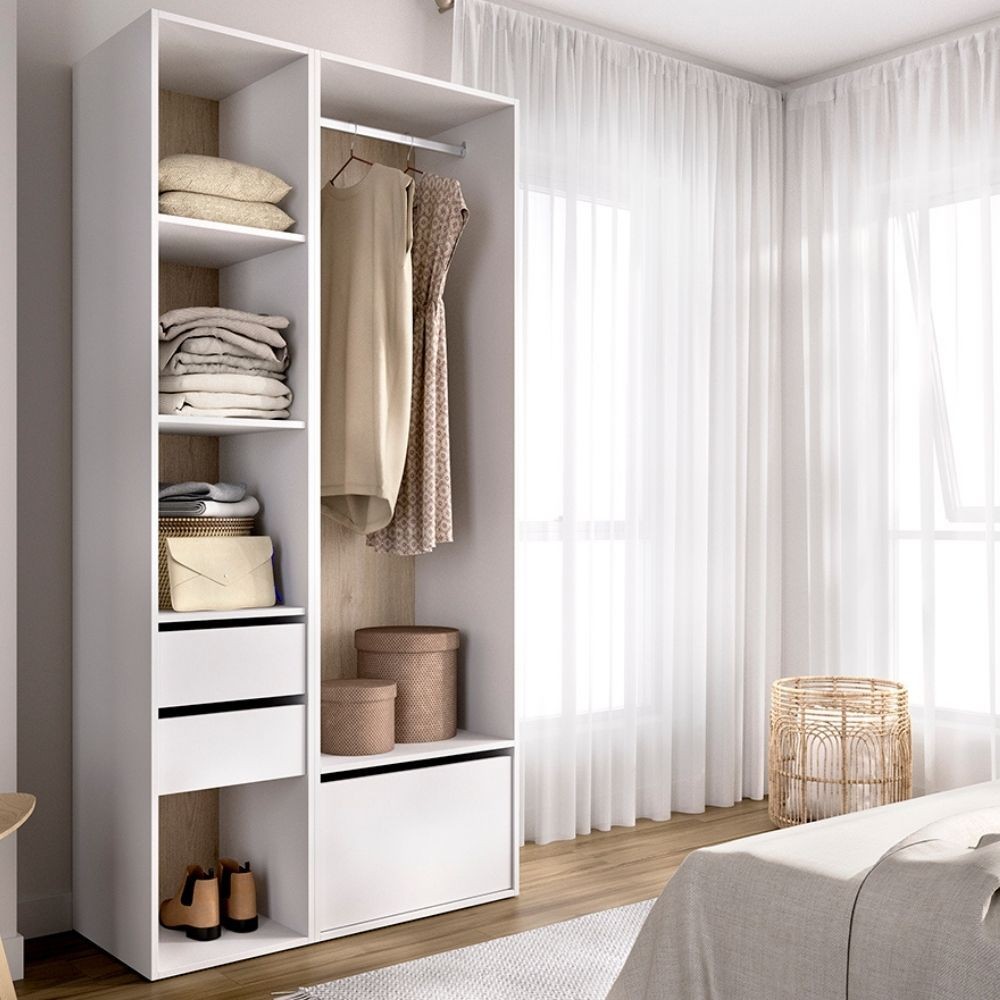 Cabina Armadio Aperta Suit Bianco Naturale Reversibile 100 cm - fanmuebles