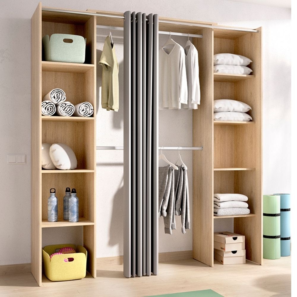 Anpassbarer Kleiderschrank mit Vorhang Suit Natur 178 - fanmuebles