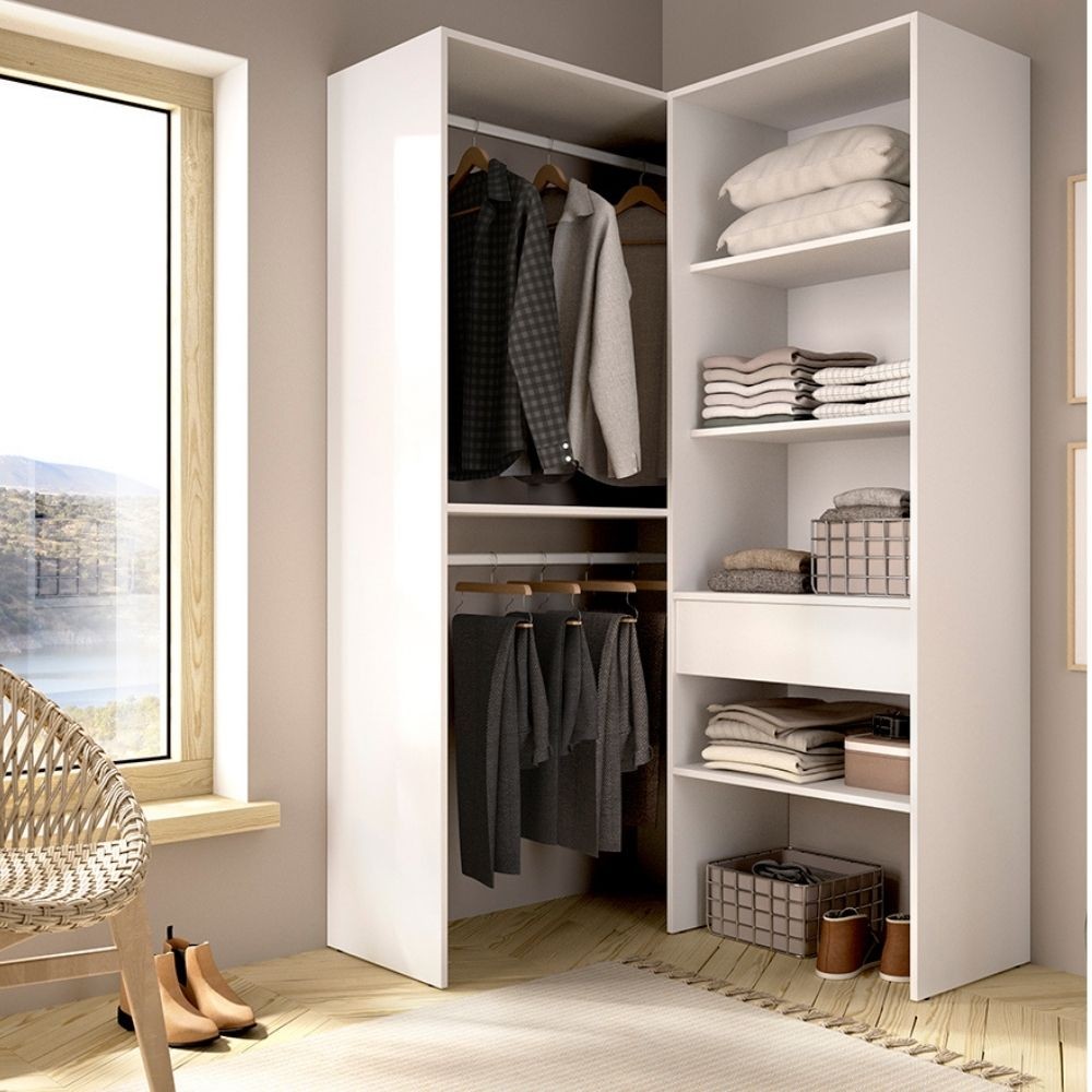 Offener Eckkleiderschrank Suit Naturweiß 100x88cm - fanmuebles