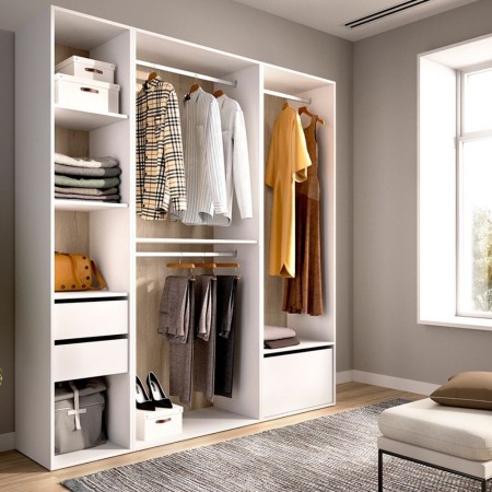 Offener Kleiderschrank Suit Weiß 180 cm 3 Säulen - fanmuebles