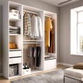Armoire Dressing Ouverte 3 Colonnes Fond Réversible Suit Blanc et Naturel 180 x 204,5 x 45 cm