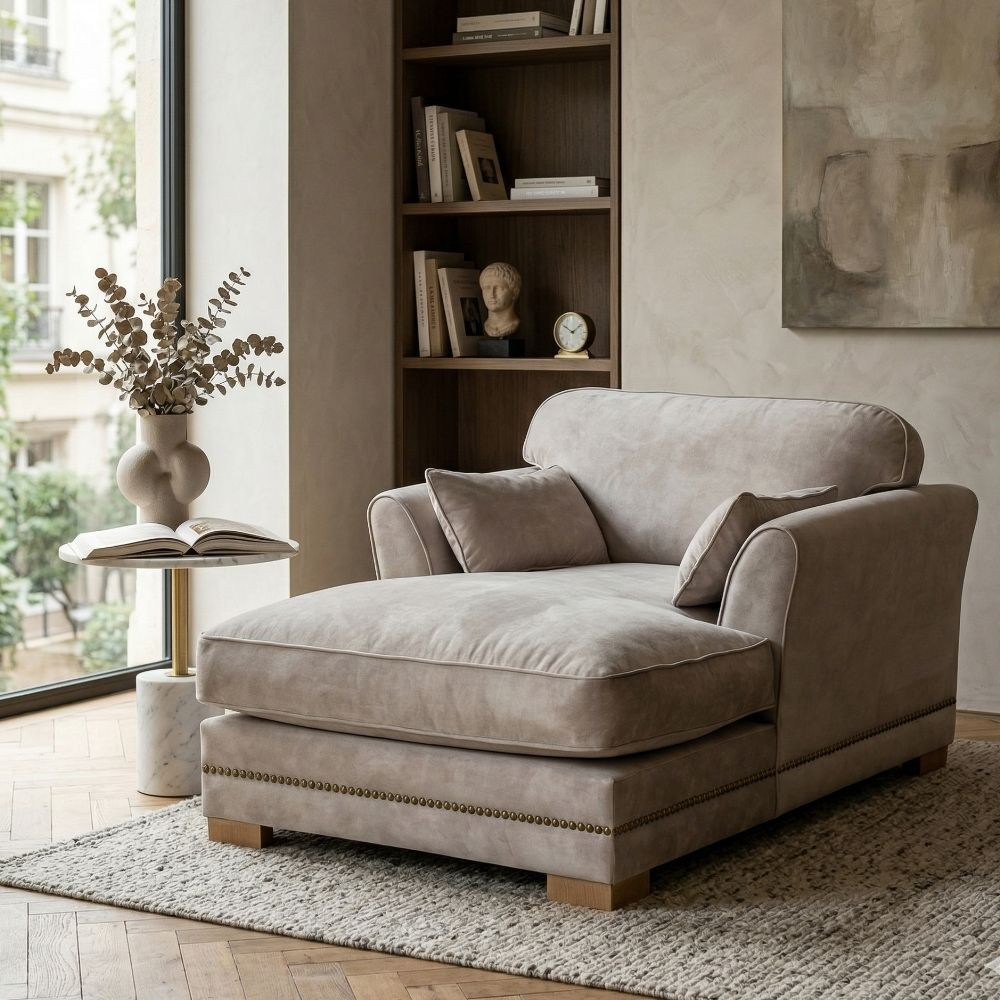 Sofá Chaise Longue Bege Antimanchas e Viscoelástica
