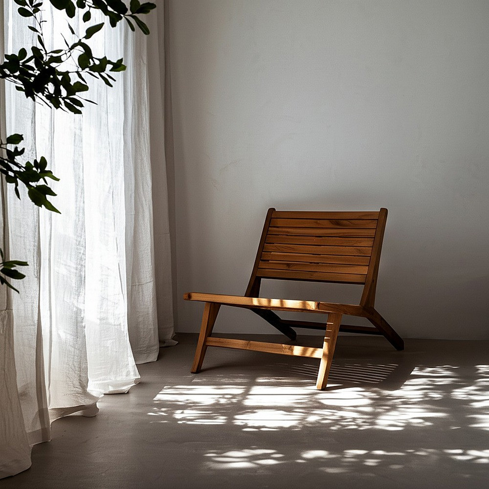 Fauteuil Détente Teck et Maille Naturel - fanmuebles