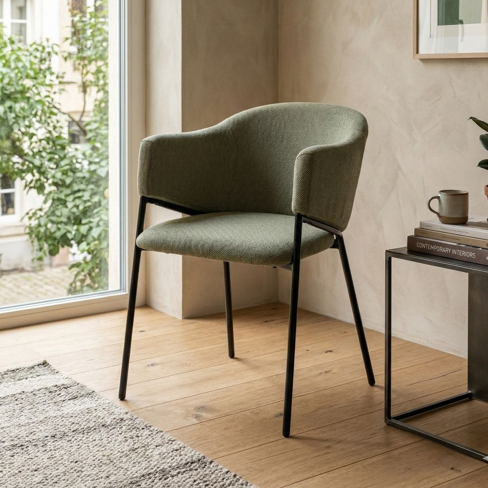 SILLA VERDE TEJIDO-METAL 54 X 60 X 78 CM