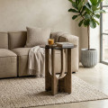 MESA AUXILIAR MARRÓN MADERA-CRISTAL 40 X 40 X 51 CM