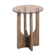 MESA AUXILIAR MARRÓN MADERA-CRISTAL 40 X 40 X 51 CM