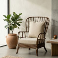 Poltrona Pavão em Rattan Natural e Almofadas - 82 x 78 x 108 cm