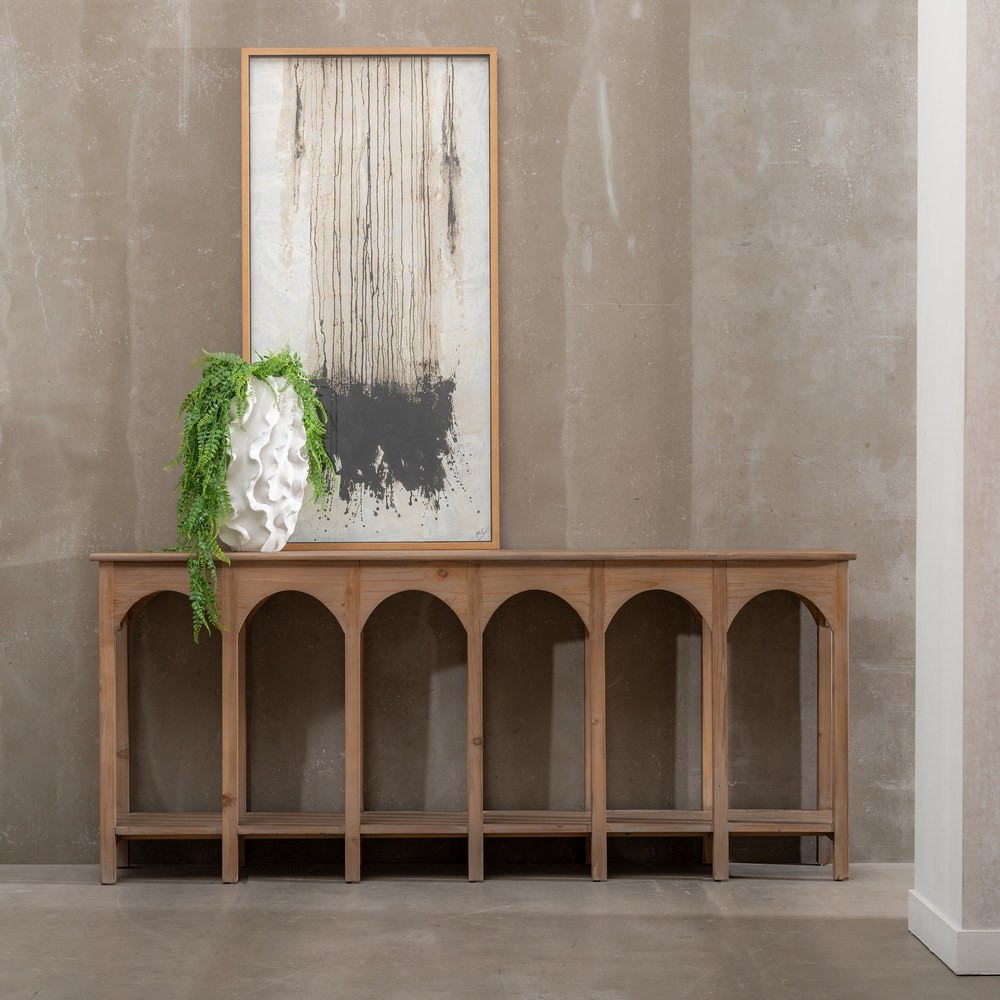 Konsole Flur Holz Kiefer Recycelt 210cm Natur fanmuebles
