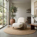 Poltrona em Madeira de Teca e Tecido Natural - 75 x 79 x 85 cm