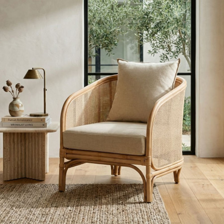 Naturrattansessel und 12 cm Kissen 68x76x68 cm - fanmuebles