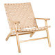 Butaca Teca Piel Trenzada Beige - Estilo Safari - fanmuebles