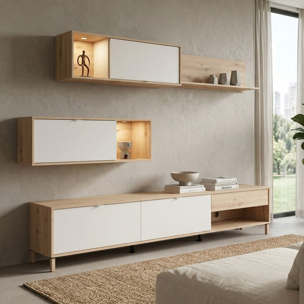 Mueble de Salón Modular Bergen Roble Cashmere - fanmuebles