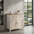 Recibidor Xana en madera de abeto 2 puertas y 2 cajones Blanco - Natural 80 x 80 x 40 cm