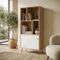 Étagère Bilbao 1 porte chêne Artisan - Blanc 63 x 135 x 40 cm