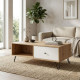 Mesa de centro con cajón Bilbao Roble Artisán - Blanco 110 x 37 x 60 cm