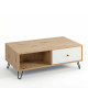 Table centrale avec tiroir Bilbao Chêne Artisan - Blanc 110 x 37 x 60 cm