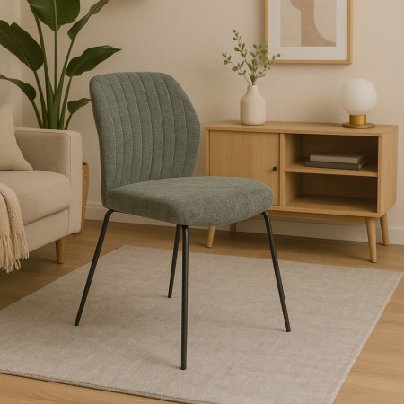 Silla Comedor Nolan Musgo Patas Negras - fanmuebles