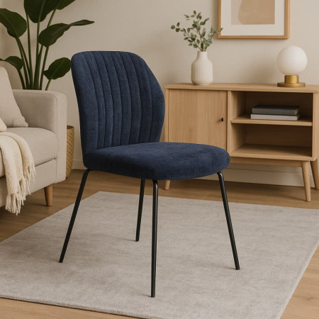 Silla de Comedor Nolan Azul - Patas Metálicas Negras