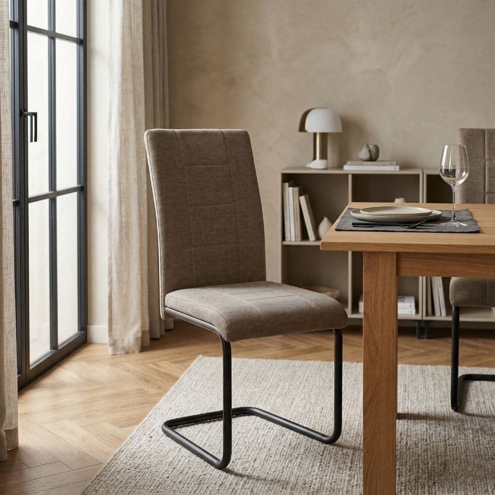 Silla de comedor Chiara en Tela Marrón: Elegancia y Confort