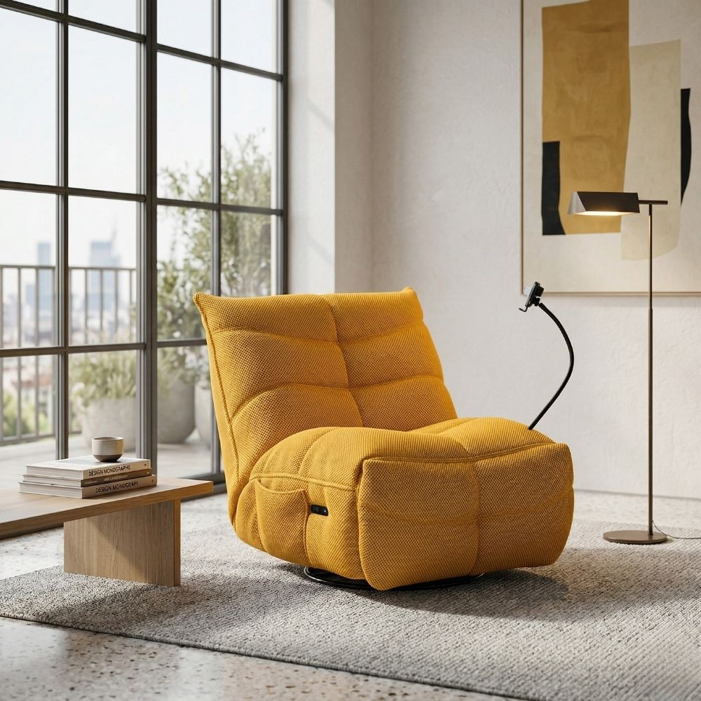 Sillón Relax Dimian Mostaza con cargador | fanmuebles