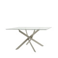 Mesa de comedor cristal Erika pata entrelazada Crema 140 x 76 x 90 cm
